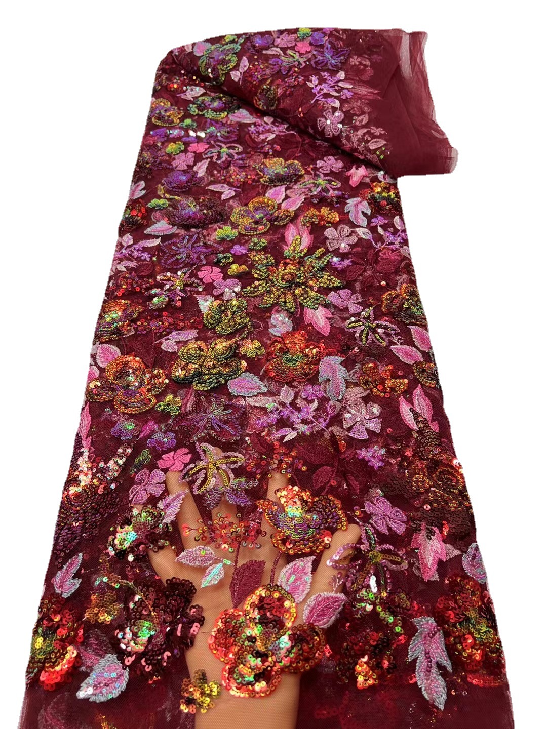 Tela de encaje africano cuentas de tela bordada vestido de novia lentejuelas encaje tela de encaje JX2572