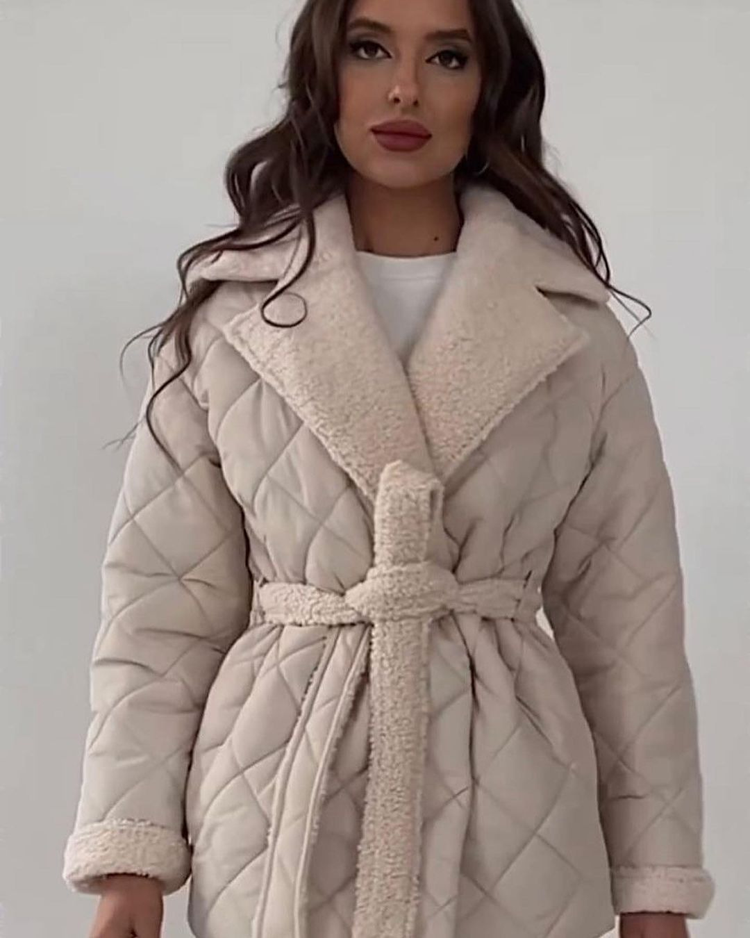 Winter, Autumn Season Women's Casual Simple Style Solid Color Argyle Tie Coat Cotton Clothes