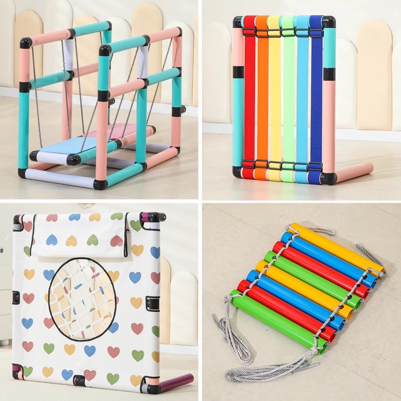 Pipa escalada marco accesorios perimetrales agujero tablero de agujero espacio tablero de roca trampolín puente arco iris para niños puente colgante
