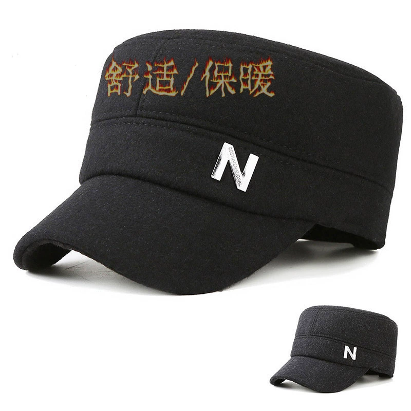 Зимняя шапка с плоским верхом, зимняя модная теплая утолщенная хлопковая шапка для защиты ушей, уличная холодостойкая шапка для мужчин среднего и пожилого возраста на флисовой подкладке