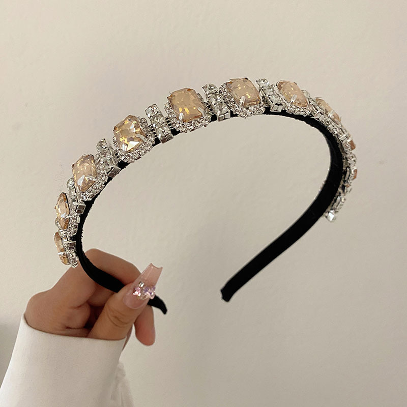 Nicho de alto grado completo diamante diadema temperamento Super brillante borde Delgado diadema moda reina barroca horquilla lavado de cara tocado