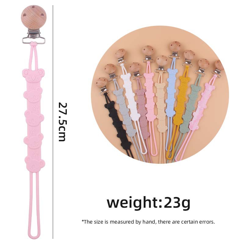 Nuevo bebé suministros de haya redonda de boca ancha clip de chupete calmante bebé kaola cadena de chupete de silicona cadena anti-caída