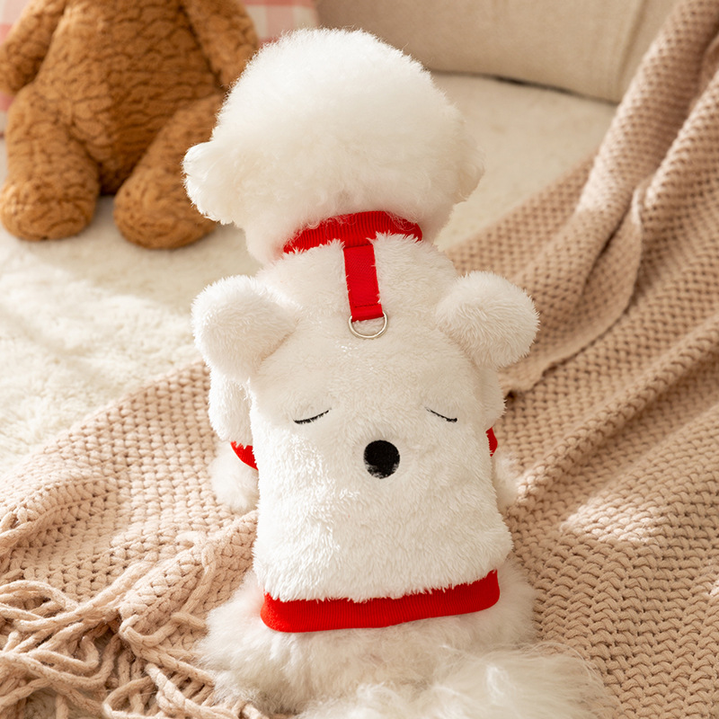 Otoño e invierno perro lindo oso Ártico Velvet tracción vellón mediano y pequeño perro estilo coreano gato dos patas ropa para mascotas