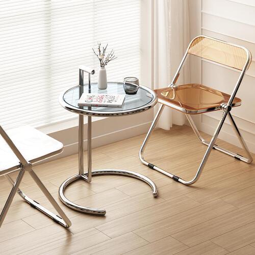 Liftable vintage style glass internet celebrity bedroom living room sofa side table small coffee table mobile trolley folding storage rack 