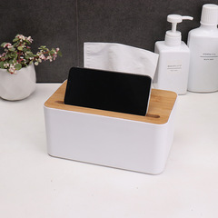Desktop bamboo tissue box creative multi-functional mobile phone tissue box living room tissue box car tissue box