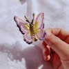 Two-color double-layer Chinese hairgrip with butterfly, sophisticated children's small bell, hair accessory, floral print, with embroidery, Chinese style, gradient