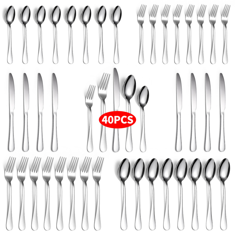 Amazon Stainless Steel Cutlery Set 20/30/40/60 Piece Set Household Knife, Fork, Spoon Kitchen Supplies Gift Box
