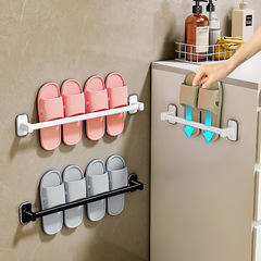 Bathroom Slipper Rack without Drilling, Adhesive Cup Hook Wall Mount Toilet Shoes Organizer, Sanitary Room Storage Shelf