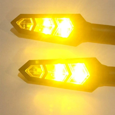 12V Three-Segment Sequential Led Turn Signal Light Suitable for Electric Motorcycle Modification Arrow-Shaped Sequential Indicator Light (Dönmə işıqları) - 12v-clear-cover-amber-sequential-turn-signal-lights-pair
