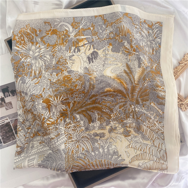 50g Weight Silk Scarf Classification Casual, Daily, Shopping Occasion Satin Material Letter, Flower Pattern Spring&Summer Season Women's Gender Elegant Style Women's Elegant Letter Flower Satin Silk Scarf 10