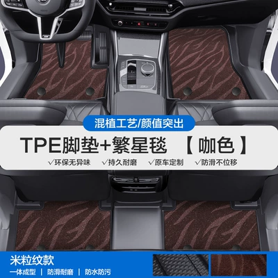Series Minitpe Car Floor Mats with — Modelə uyğun ayaqaltı - please-leave-a-message-or-note-the-model-year-when-placing-an-order-rice-grain-pattern-tpe-door-sill-mat-coffee-color-starry-blanket