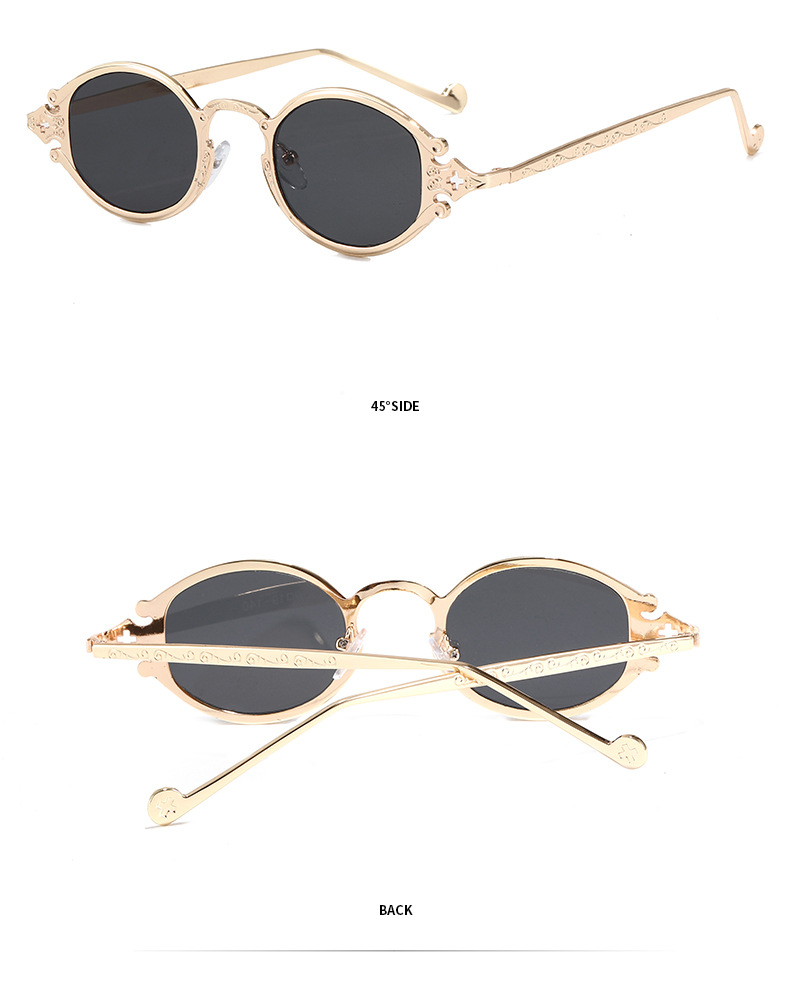 50g Weight Full Frame Glasses Structure Sunglasses Classification UV400 Protection, Resin Lens Material Oval Frame Glasses Style Holiday Occasion Solid Color Pattern Women's Gender Hip-Hop, Punk, Streetwear Style Grey, Gold Color Hip-Hop Punk Streetwear Solid Color UV400 Protection Resin Oval Frame Full Frame Women's Sunglasses