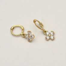 KEH1288日韩系饰品10K金14K金首饰耳钉圆钻小梅花耳环耳骨圈耳扣