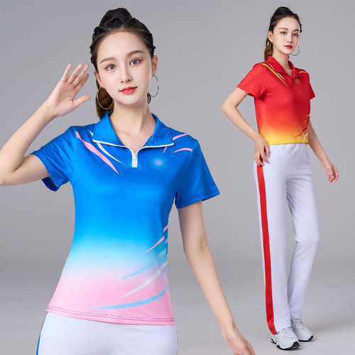 Summer square dance clothing new short-sleeved women's group aerobics performance dance clothing stage sports suit 305
