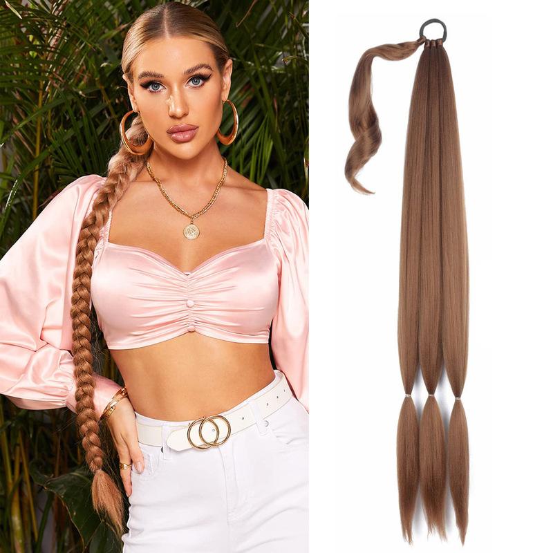 Foreign Trade Wig Ponytail Wrapped Hair Extension Ponytail Chemical Fiber Hair Bundle Synthetic Wig Braid Cross-Border Spot Wholesale