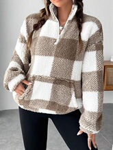 M 64852 Fleece Plaid Half-Zip Sweatshirt ë�q�l�� �羳
