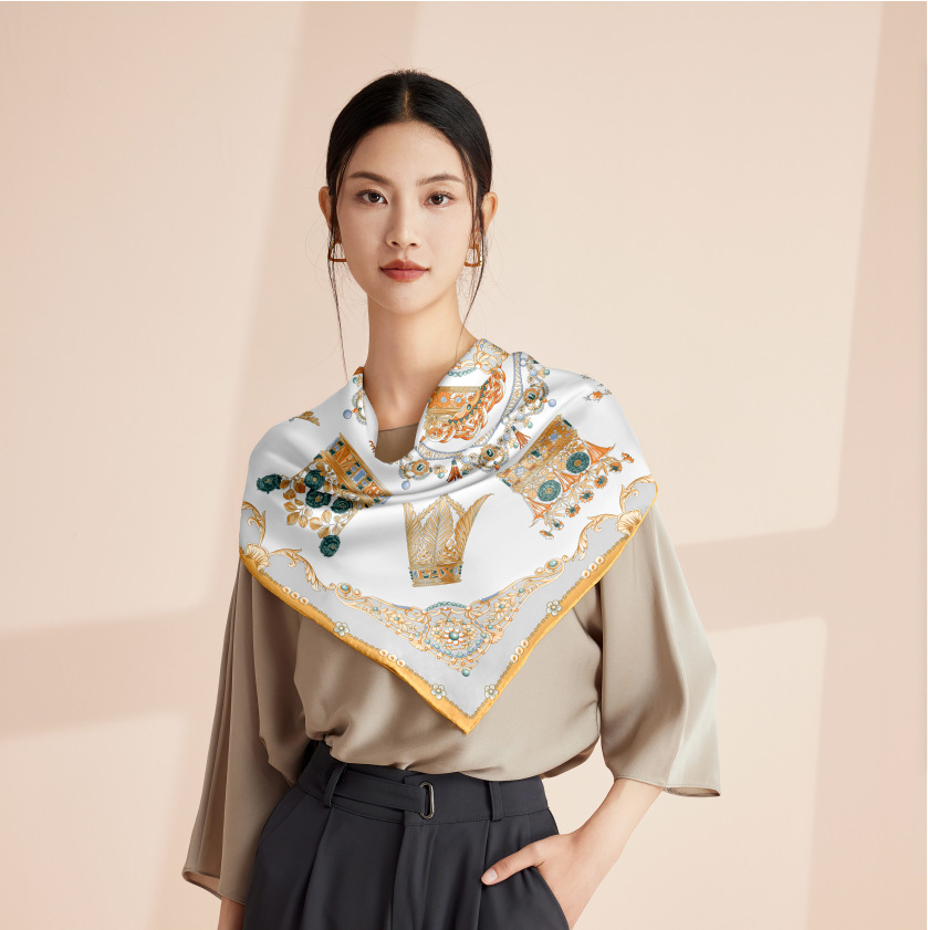Foulard in seta di gelso di lusso - sciarpa quadrata crepe satin_voghion.com