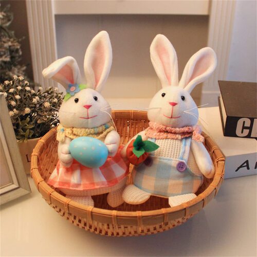 Cross-border new product Easter bunny figure standing, glowing rabbit plush toy cute carrot egg rabbit ornament decoration
