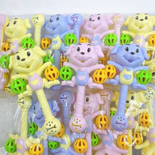 Cartoon double ball rattle cute puppy toy manufacturers wholesale educational stall toys wholesale 2 yuan