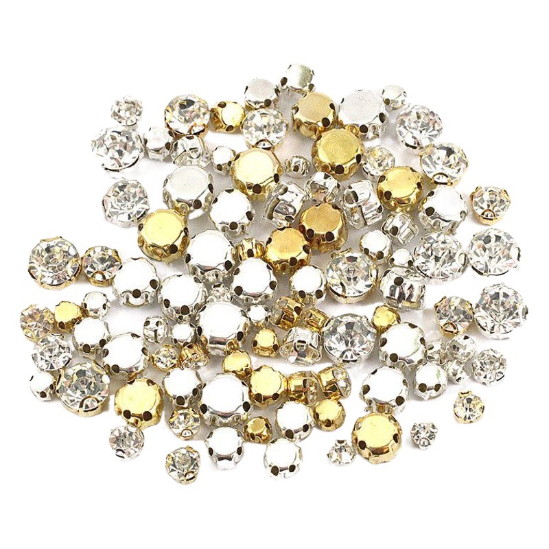 Doble oreja de cristal cosido a mano en forma de D garra diamante rhinestone en forma de D cristal rasguño diamante hecho a mano DIY vestido de novia accesorios material