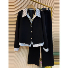 大きいサイズの300斤の太ったつなぎの縞のPOLOの襟の単列の多いボタンの上着の通常のズボンはやせてつなぎ合わせて、ボタン