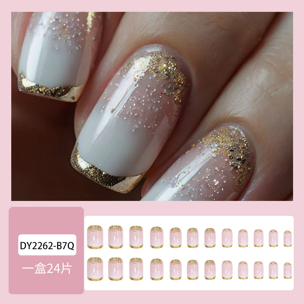 Comercio exterior leche de platino lámina de brillo desgaste de uñas trapezoides de borde francés manicure de alto rendimiento clareador de viento de uñas