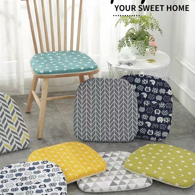 日式棉麻坐垫餐桌椅垫北欧ins风实木温莎椅子坐垫家用凳子四季垫