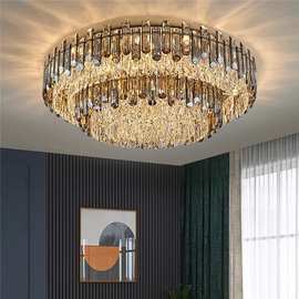 2024新款客厅吸顶灯圆形美式轻奢水晶灯简约现代大气卧室餐厅灯具
