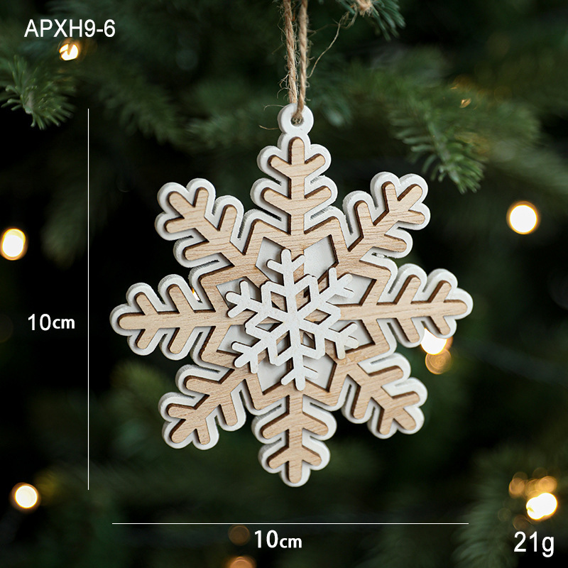 Amazon新品北欧风クリスマスクリエイティブペンダント木制スノーフレーククリスマスツリーペンダントペンダント饰り赤|undefined