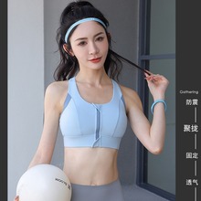 瑜伽服套装高级感前拉链防爆运动内衣女防震跑步健身运动美背文胸