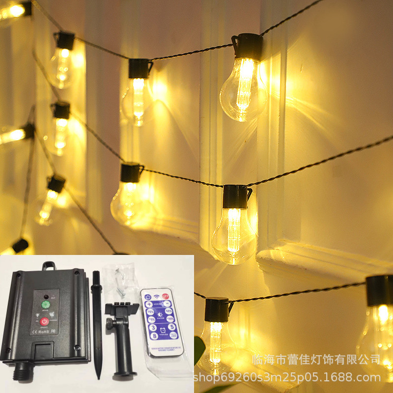 Nuevas luces de cadena solares Edison para exteriores, decoración navideña para patio, camping, luces LED de cadena