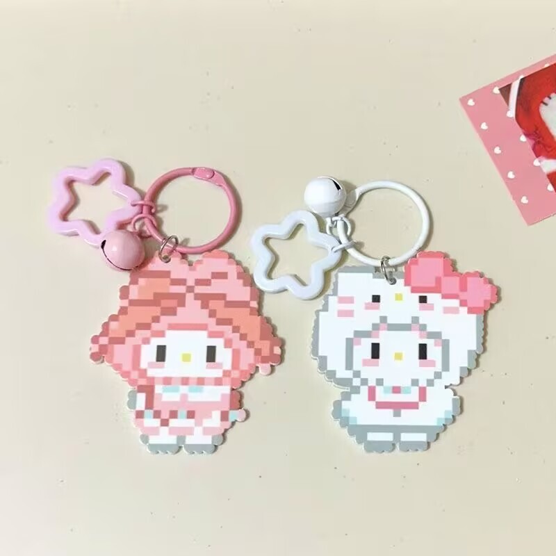 Sanrio Kt Cat My Melody Pixel Cartoon Acrylic Keychain Cute Item Student Backpack Best Friend Gift