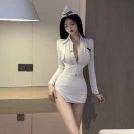 DMSS性感夜场女警cos制服空姐装欧美风御姐诱惑紧身代发批发A343
