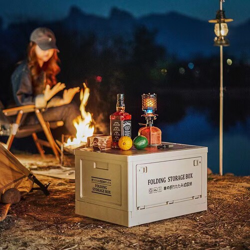 Outdoor folding storage box wholesale thickened storage box with wooden cover car storage box camping storage free installation