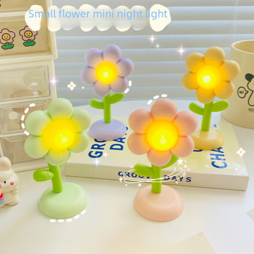 Mini Magnetic Flower Night Light Desk Ornament Small Table Lamp for Girls and Children Bedroom Atmosphere Lighting Festival Gift