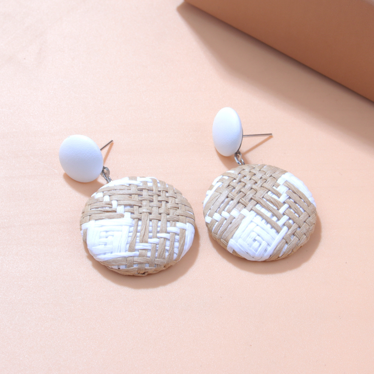 European And American New Woven Earrings Retro Ethnic Style Round Earrings display picture 2