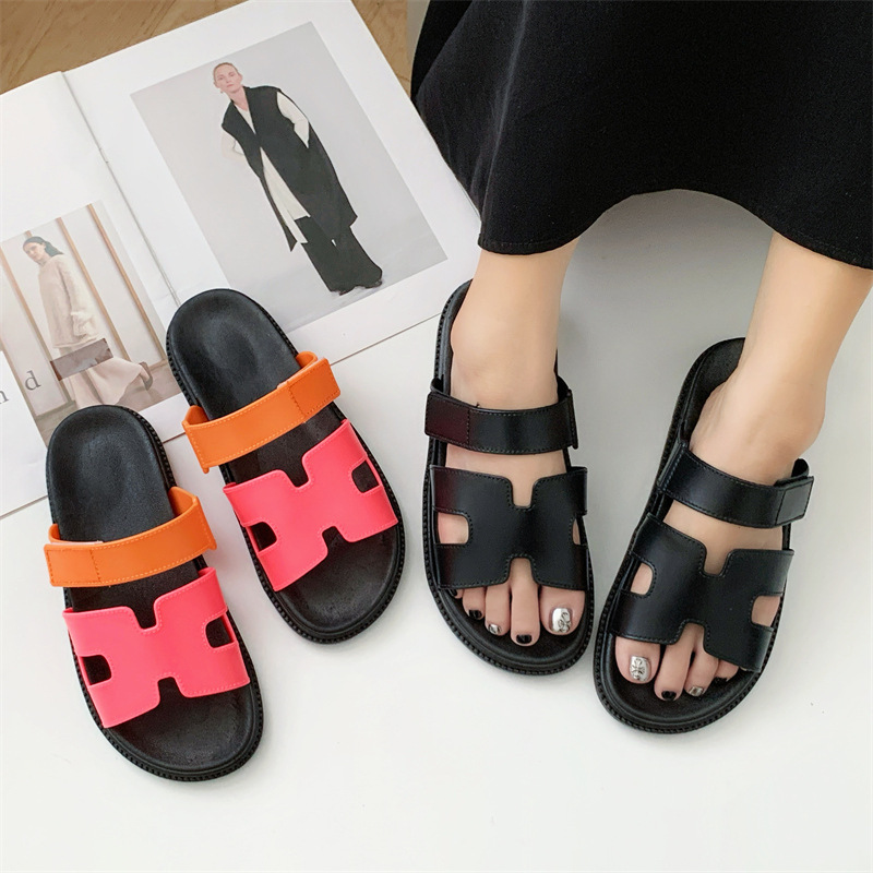 Women's Slippers for Indoor and Outdoor Wear 2025 Summer New Korean Style H Strap Velcro Slippers Wholesale Women's Slippers for Indoor and Outdoor Wear 2025 Summer New Korean Style H Strap Velcro Slippers Wholesale