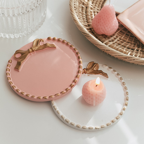 Wholesale ins candle pad base home storage photography ornaments retro round tray small candle candle holder
