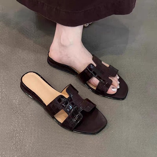Sheepskin Version~Summer Minimalist Hepburn-Style Versatile Crocodile-Patterned Wedge Slip-On Open-Toe Sandals for Women Sheepskin Version~Summer Minimalist Hepburn-Style Versatile Crocodile-Patterned Wedge Slip-On Open-Toe Sandals for Women