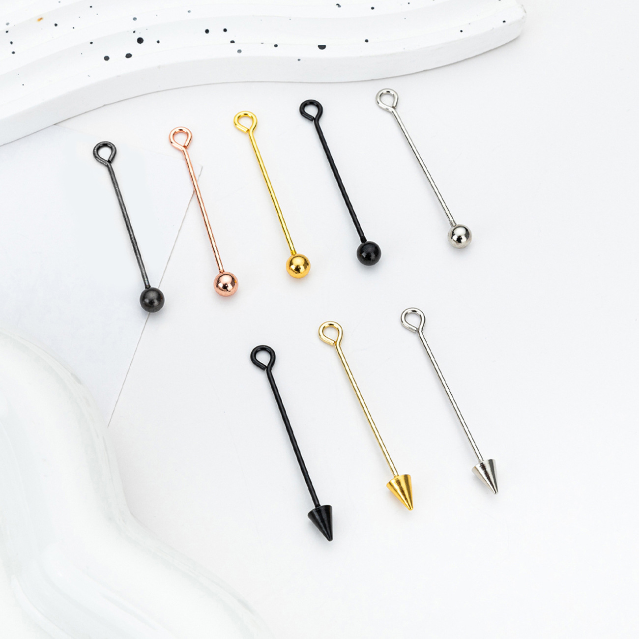 Poste con cuentas de bricolaje collar colgante colgante pendiente joyería cono de metal multicolor poste con cuentas spot al por mayor