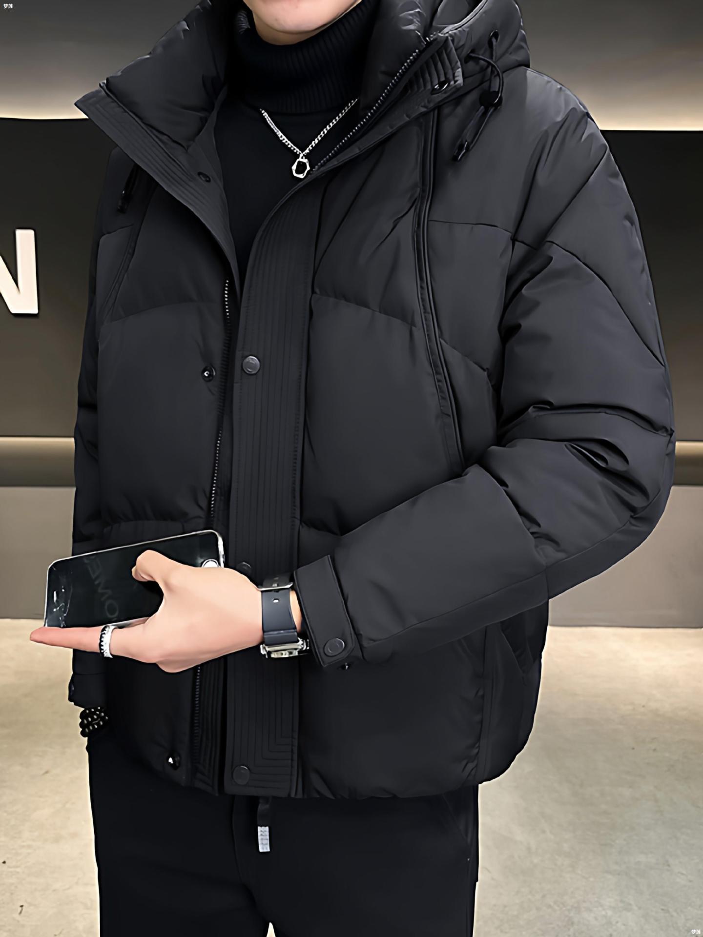 羽绒服男冬季2025年新款加厚连帽高级感防寒大码短款男士外套潮牌