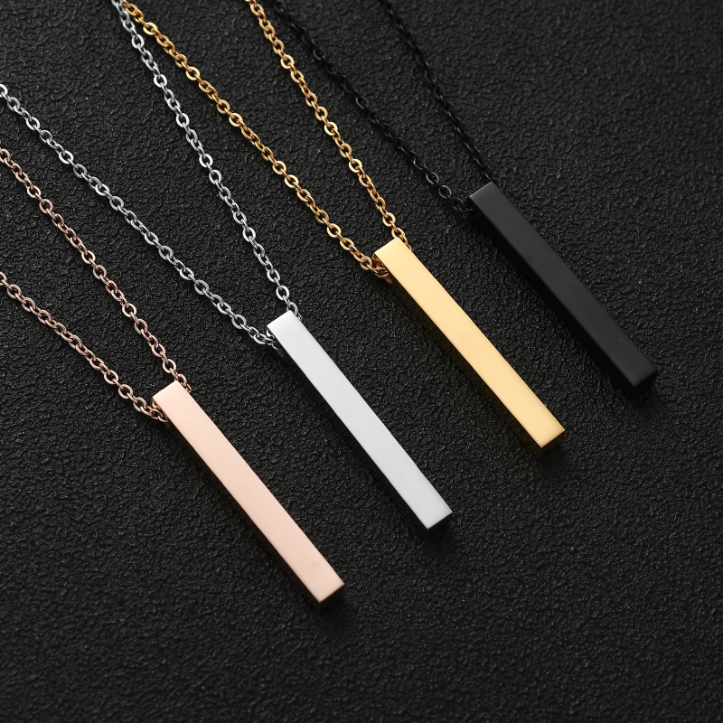 Domineering accessories, long name necklaces, trendy women's rectangular geometric engraved pendant necklaces_voghion.com
