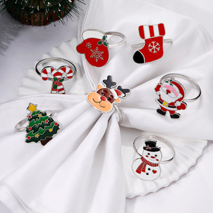 Christmas series napkin ring Christmas tree Christmas hat small elk napkin buckle alloy napkin ring hotel restaurant decoration