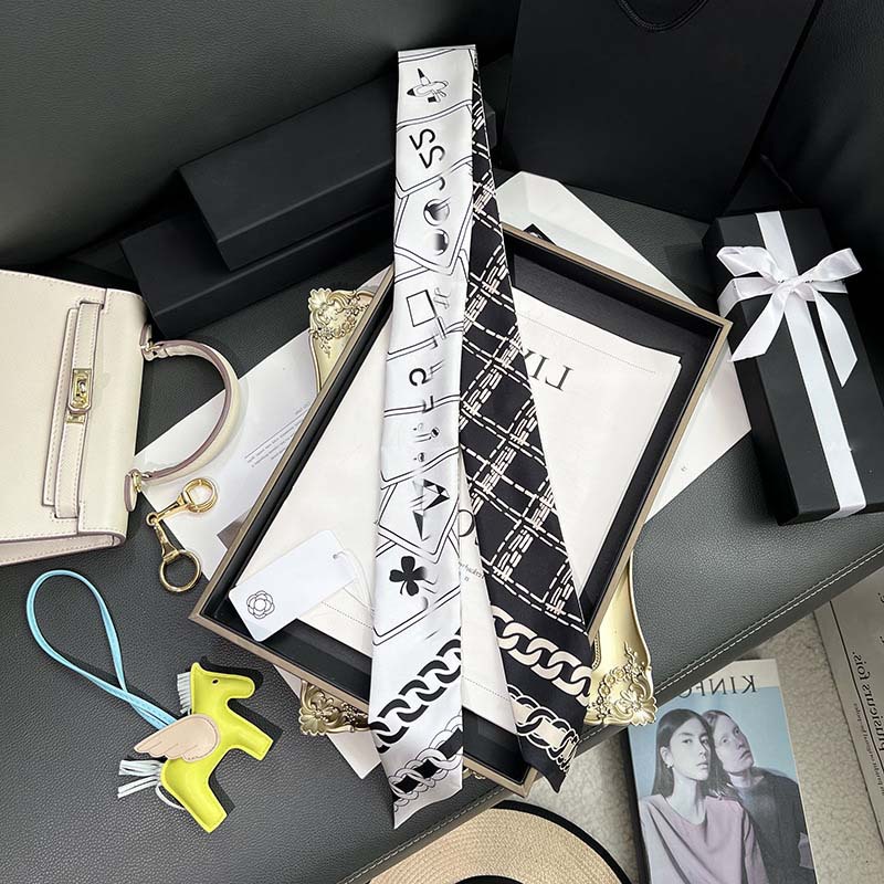 D versión alta 18 mm bufandas de seda cinta cinta delgada correa de pelo larga decoración pequeña bufandas animales de la selva H