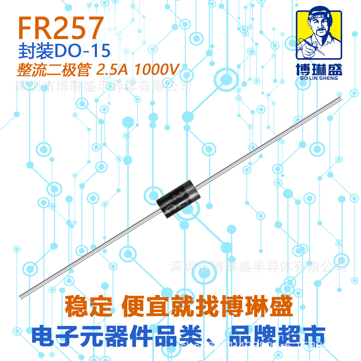 博琳盛 FR257 直插整流二极管 BOM表配单一站式服务到底