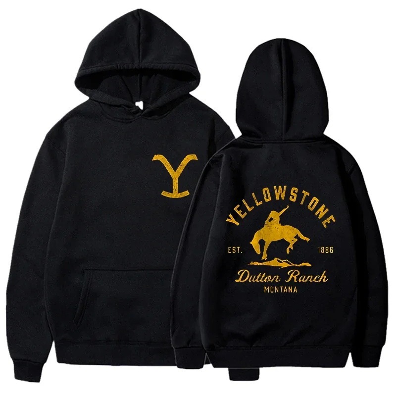 2025 Classic Fashion Yellowstone Dutton Ranch 2D Printed Hoodie, Men's and Women's Button Hooded Top