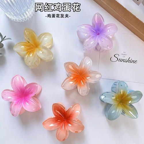 European and American cross-border simulation three-dimensional plumeria hairpin hair accessories flower gripper elegant ladies shark clip wholesale