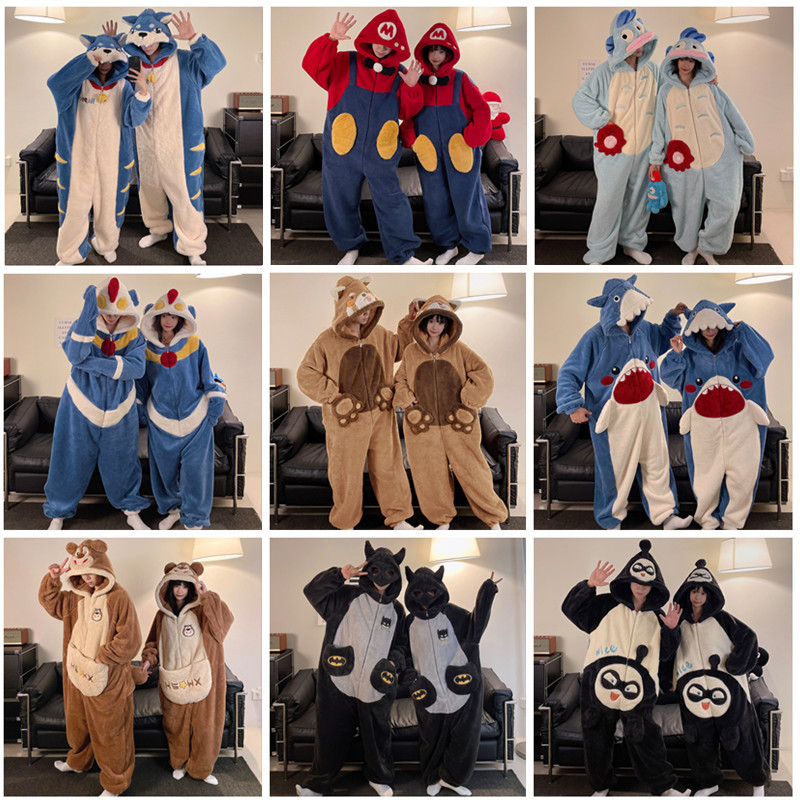 2025 nueva pareja unida hombre pijama de invierno peluche extraño lindo dibujos animados chica ropa de casa conjunto