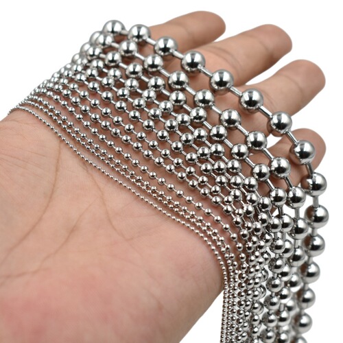 304 stainless steel round bead chain wave bead chain military style pendant chain simple and fashionable stainless steel chain manufacturer export source