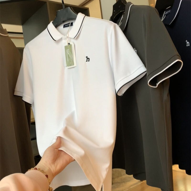 Cross-Border Elements 2025 Spring New Style Technology Cooling Light-Touch Pique Cotton Embroidered Anti-Wrinkle Short-Sleeve T-Shirt Polo Cross-Border Elements 2025 Spring New Style Technology Cooling Light-Touch Pique Cotton Embroidered Anti-Wrinkle Short-Sleeve T-Shirt Polo